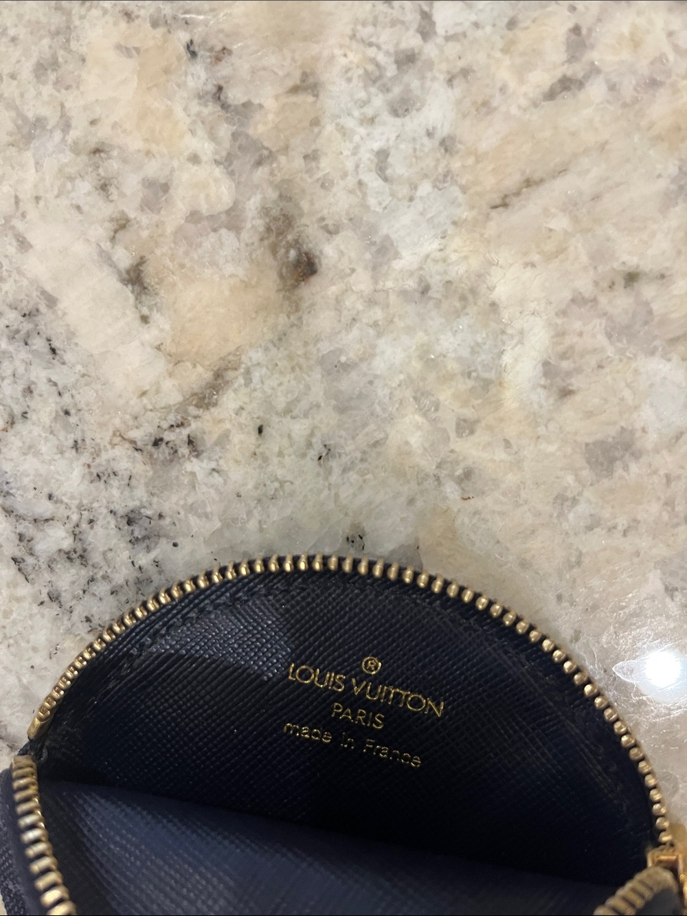 Louis Vuitton Navy Monogram Round Coin Pouch with Gold Hardware - Picture 6 of 8